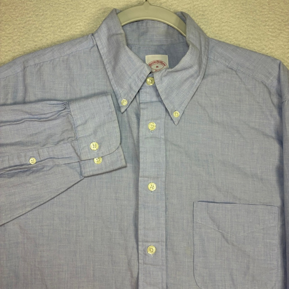 Brooks Brothers 346 Oxford Shirt Men M Blue OCBD Button Down Business Office